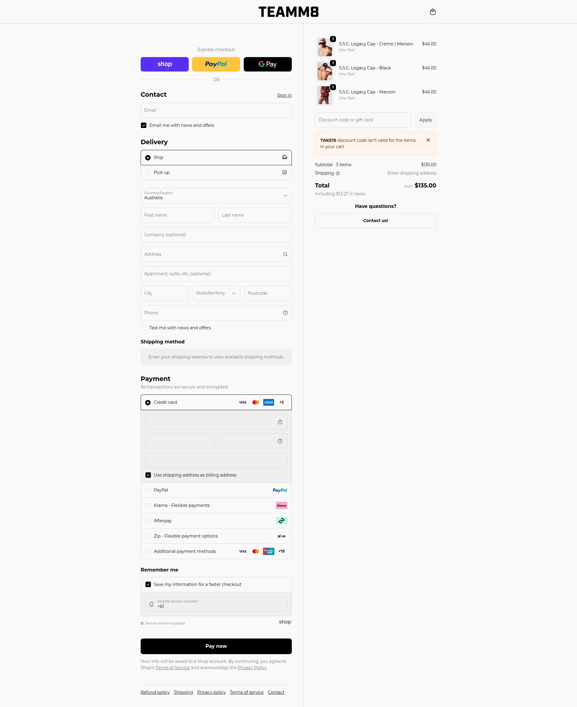 Teamm8 checkout page showing Teamm8 discount code box | Screenshot taken by SimplyCodes community member on Jan 27, 2026