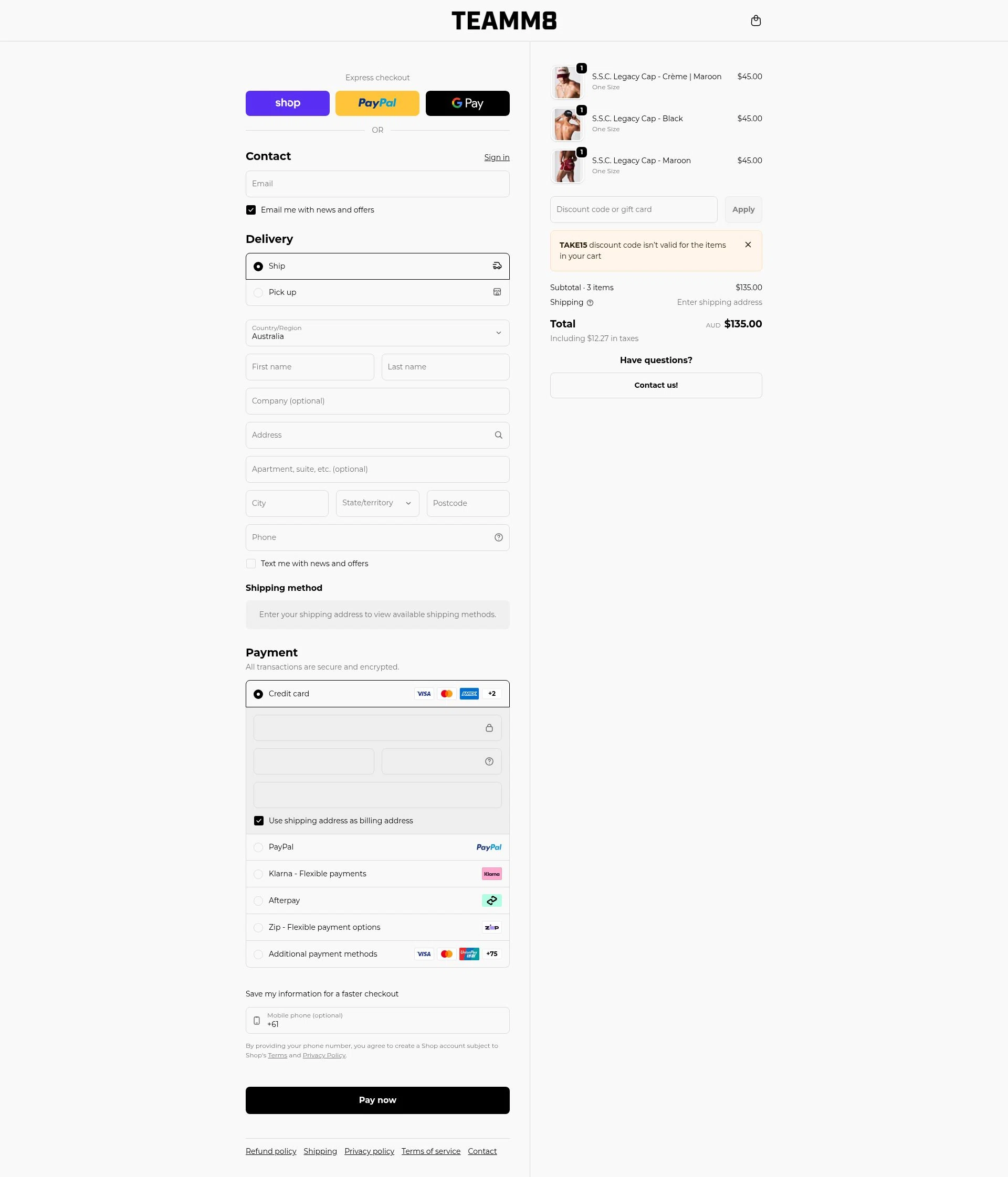 Teamm8 checkout page showing Teamm8 discount code box | Screenshot taken by SimplyCodes community member on Jan 31, 2026
