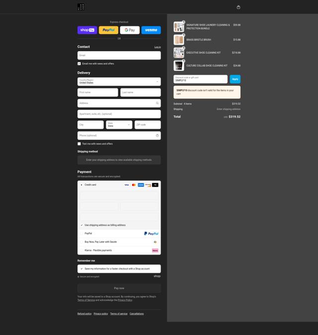 Reshoevn8r checkout page showing Reshoevn8r discount code box | Screenshot taken by SimplyCodes community member on Aug 11, 2025