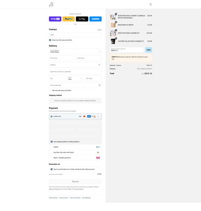 Reshoevn8r checkout page showing Reshoevn8r discount code box | Screenshot taken by SimplyCodes community member on Aug 20, 2025