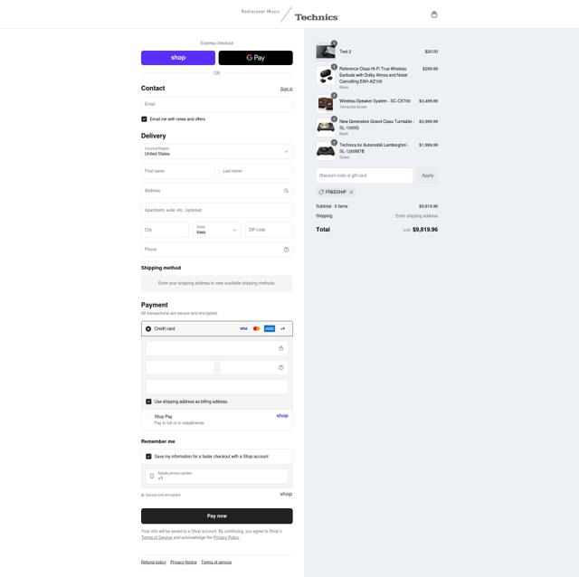 Technics checkout page showing Technics discount code box | Screenshot taken by SimplyCodes community member on Sep 11, 2025