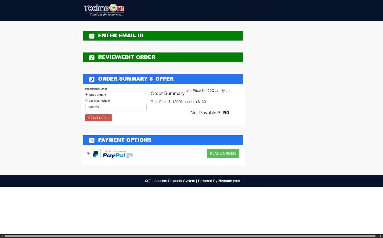 Technocom checkout page showing Technocom promo code box | Screenshot taken by SimplyCodes community member on Dec 15, 2025
