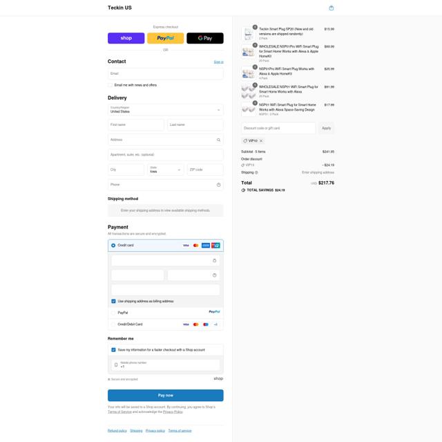 Teckin checkout page showing Teckin discount code box | Screenshot taken by SimplyCodes community member on Sep 15, 2025
