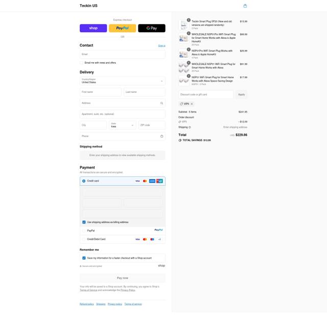 Teckin checkout page showing Teckin discount code box | Screenshot taken by SimplyCodes community member on Sep 15, 2025