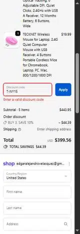 TECKNET US coupon verification screenshot