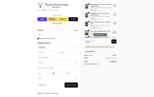 Teddy Stratford checkout page showing Teddy Stratford promo code box | Screenshot taken by SimplyCodes community member on Sep 10, 2025
