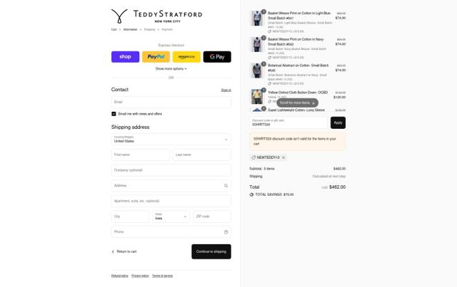 Teddy Stratford checkout page showing Teddy Stratford promo code box | Screenshot taken by SimplyCodes community member on Sep 10, 2025