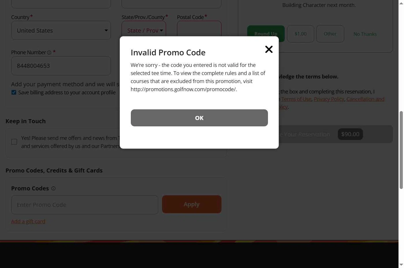 Tee Off checkout page showing Tee Off promo code box | Screenshot taken by SimplyCodes community member on Nov 28, 2025
