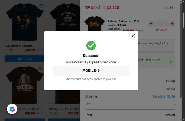 TeeShirtPalace checkout page showing TeeShirtPalace discount code box | Screenshot taken by SimplyCodes community member on Aug 26, 2025
