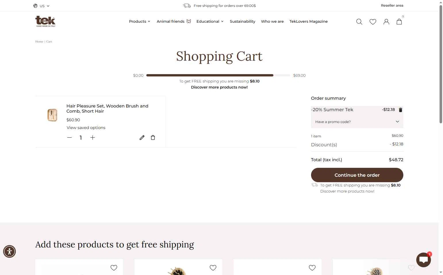 tek-italy checkout page showing tek-italy promo code box | Screenshot taken by SimplyCodes community member on Jul 7, 2025