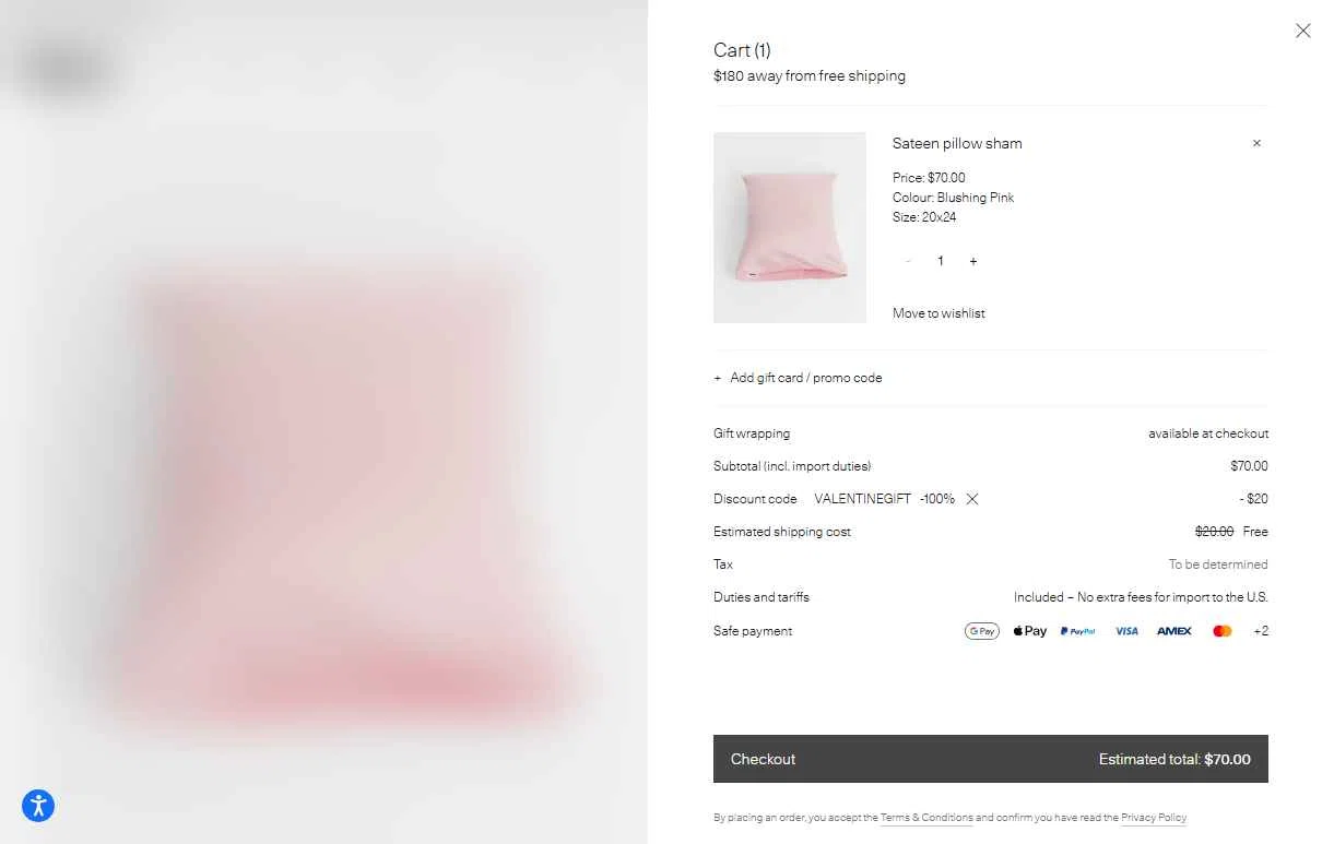 Tekla Fabrics checkout page showing Tekla Fabrics promo code box | Screenshot taken by SimplyCodes community member on Feb 5, 2026