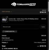 Tekware Welding Store coupon verification screenshot