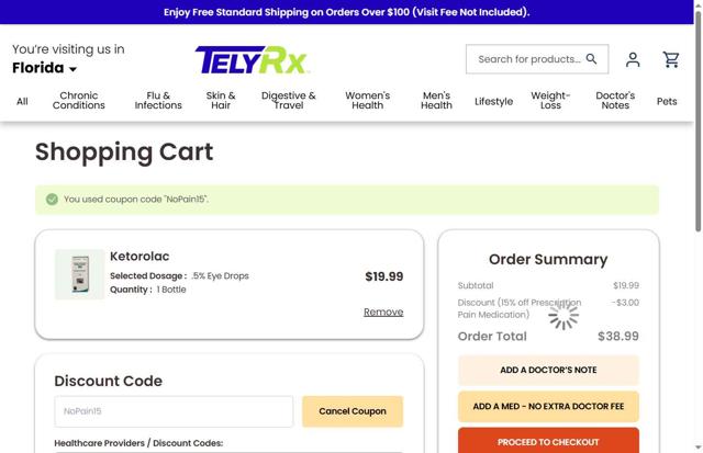 TelyRx checkout page showing TelyRx discount code box | Screenshot taken by SimplyCodes community member on Sep 7, 2025