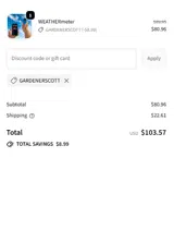 GARDENERSCOTT coupon verification screenshot