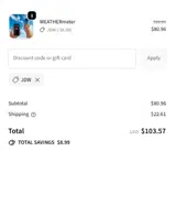 JDW coupon verification screenshot