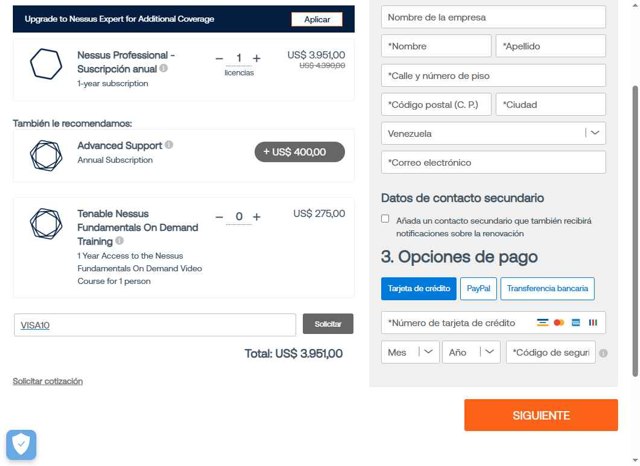 Tenable checkout page showing Tenable coupon code box | Screenshot taken by SimplyCodes community member on Aug 17, 2025