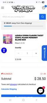 BLONDE25 coupon verification screenshot