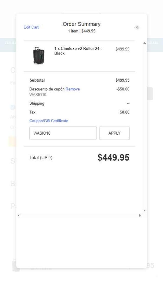 Tenba checkout page showing Tenba promo code box | Screenshot taken by SimplyCodes community member on Jul 17, 2025