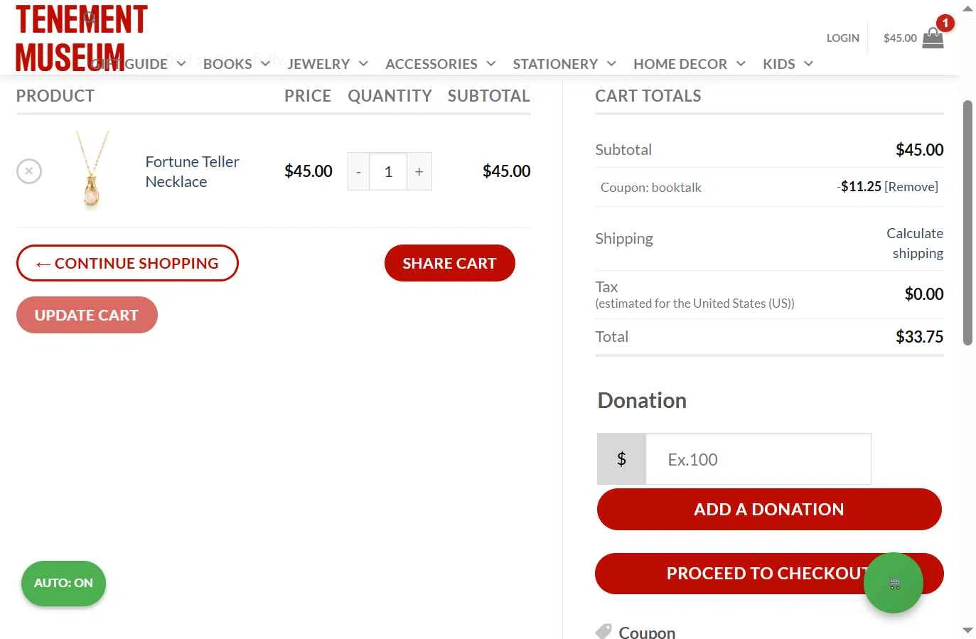 Tenement Museum checkout page showing Tenement Museum promo code box | Screenshot taken by SimplyCodes community member on Nov 15, 2025
