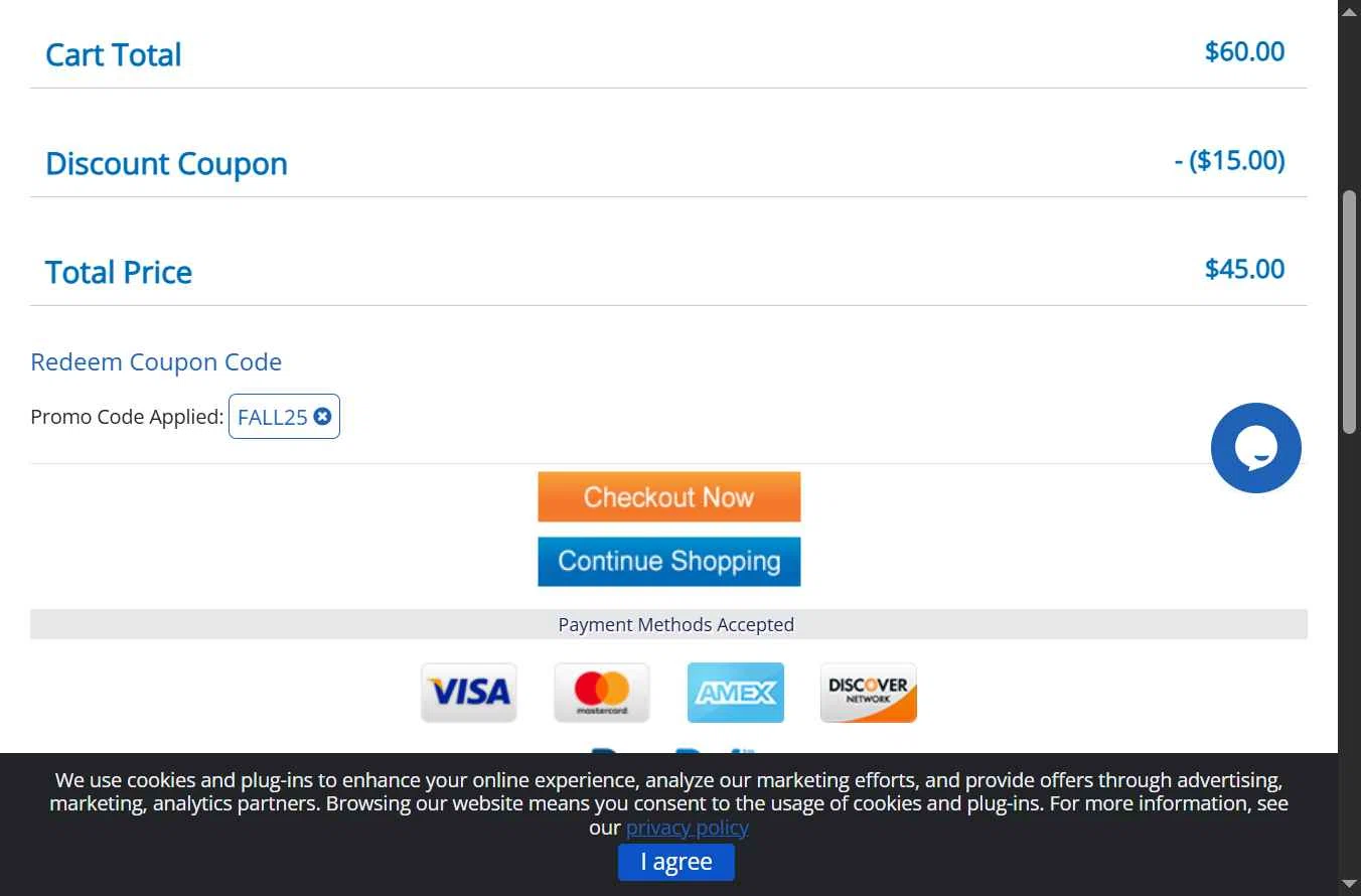 Tennis Plaza checkout page showing Tennis Plaza coupon code box | Screenshot taken by SimplyCodes community member on Oct 29, 2025