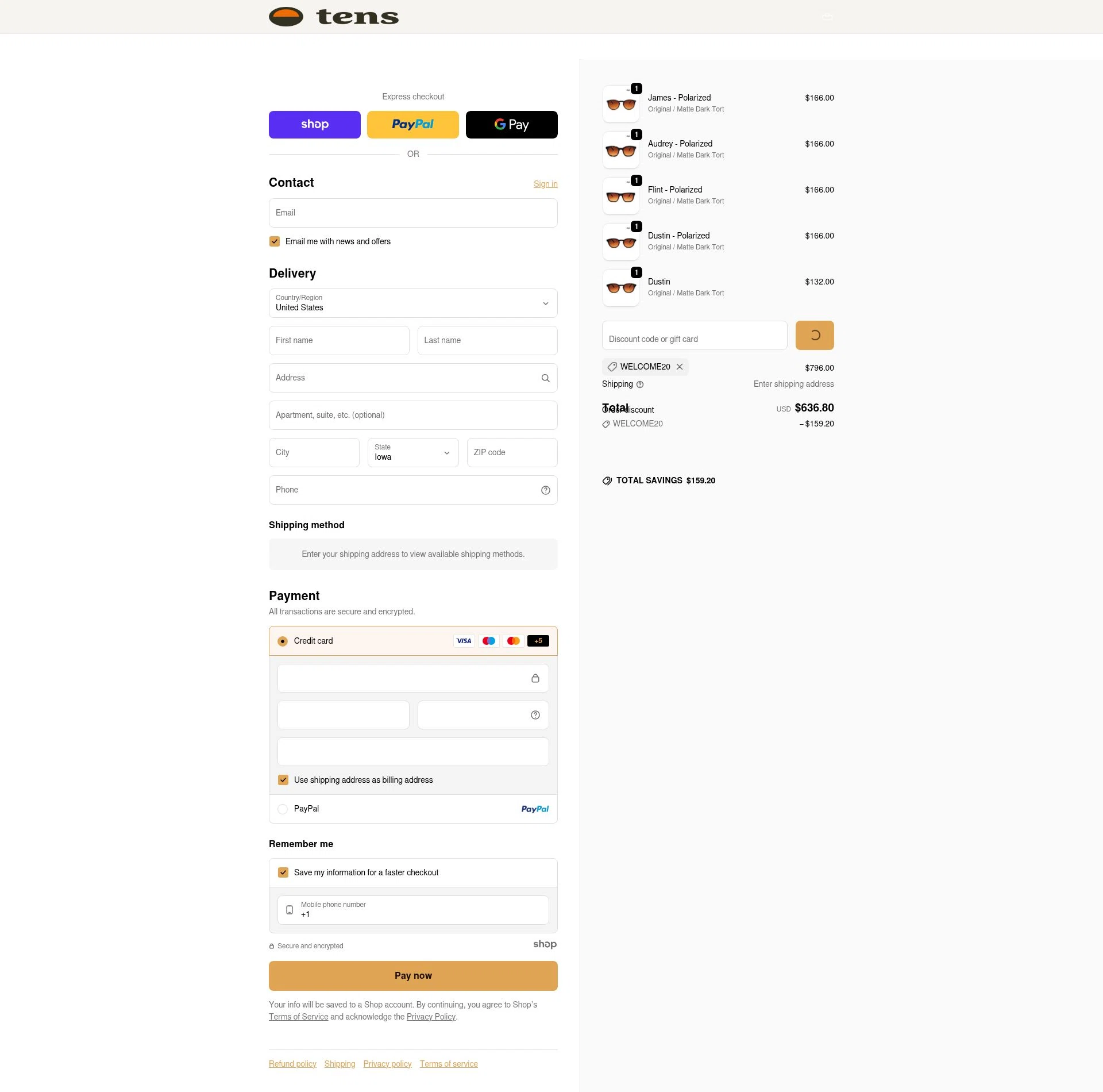 Tens checkout page showing Tens discount code box | Screenshot taken by SimplyCodes community member on Dec 24, 2025