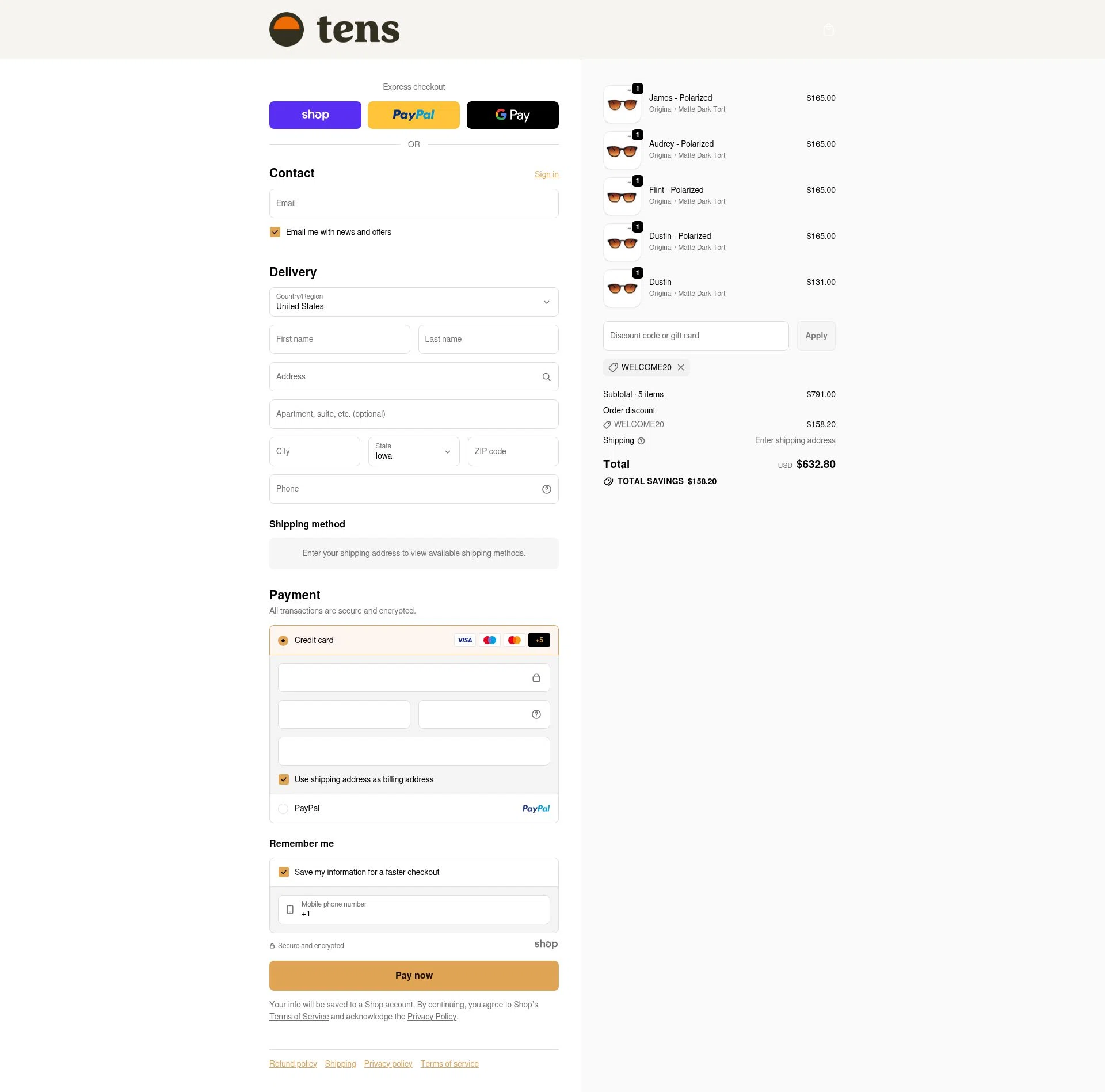 Tens checkout page showing Tens discount code box | Screenshot taken by SimplyCodes community member on Dec 11, 2025