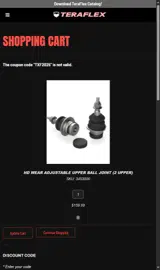 Teraflex coupon verification screenshot
