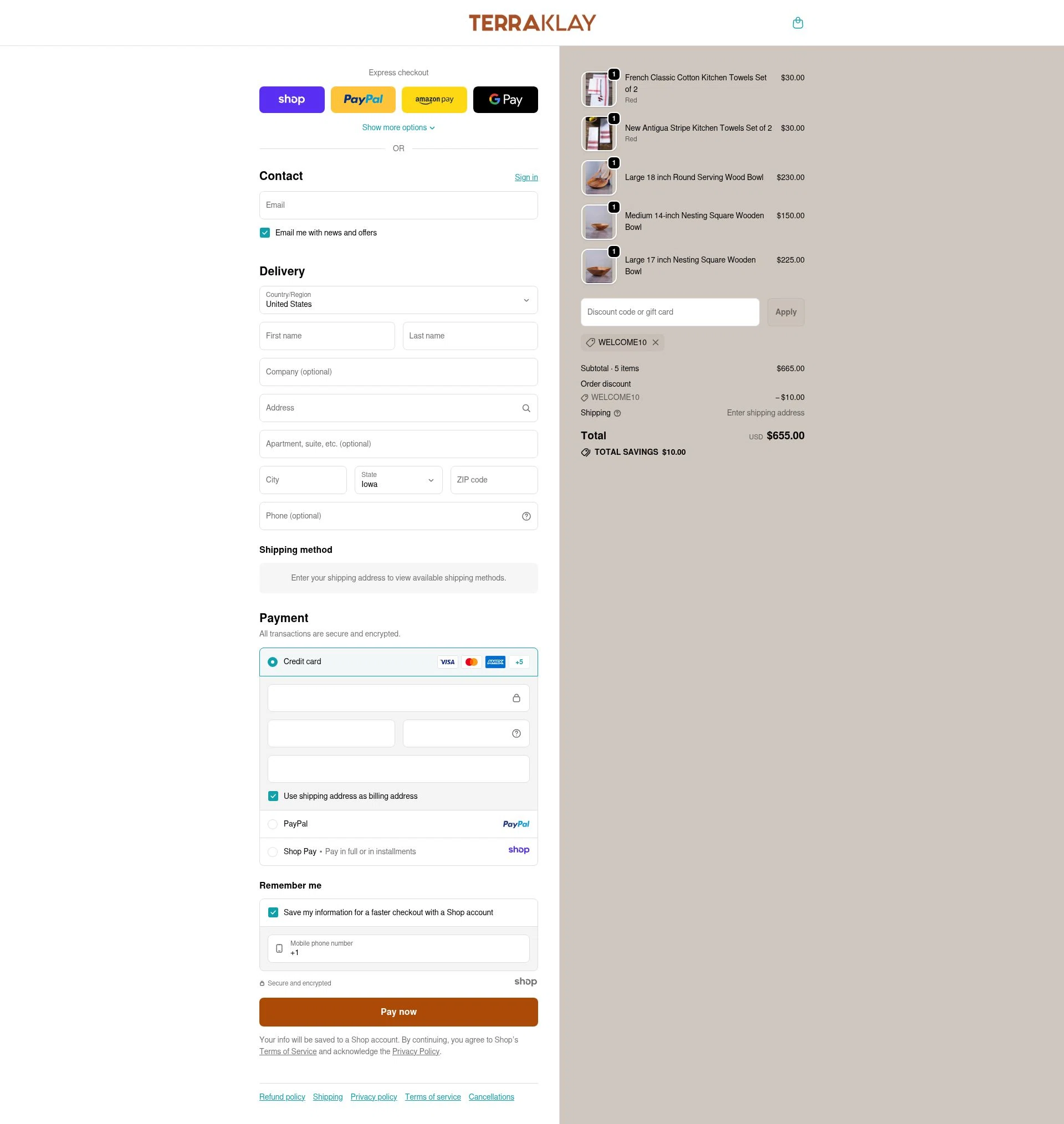 TerraKlay checkout page showing TerraKlay promo code box | Screenshot taken by SimplyCodes community member on Dec 9, 2025