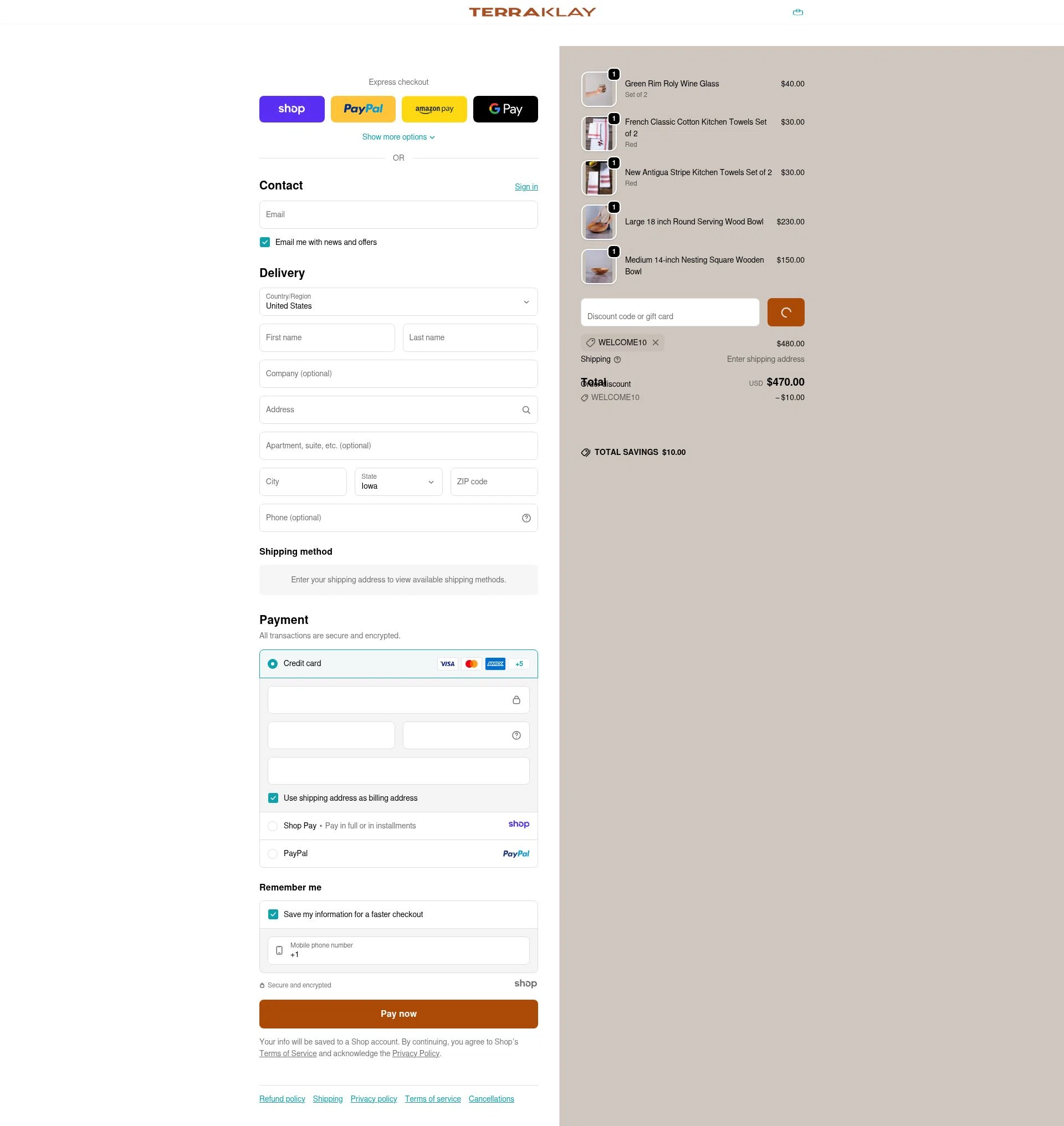 TerraKlay checkout page showing TerraKlay promo code box | Screenshot taken by SimplyCodes community member on Dec 31, 2025