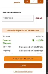 Terra Mare coupon verification screenshot