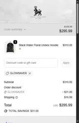 GLOWSAVER coupon verification screenshot