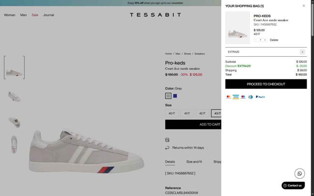 Tessabit checkout page showing Tessabit coupon code box | Screenshot taken by SimplyCodes community member on Sep 9, 2025
