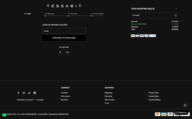 Tessabit checkout page showing Tessabit coupon code box | Screenshot taken by SimplyCodes community member on Aug 28, 2025