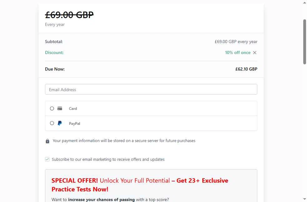TestHQ checkout page showing TestHQ coupon code box | Screenshot taken by SimplyCodes community member on Dec 3, 2025