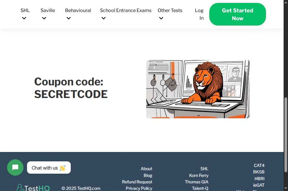 TestHQ checkout page showing TestHQ coupon code box | Screenshot taken by SimplyCodes community member on Sep 30, 2025