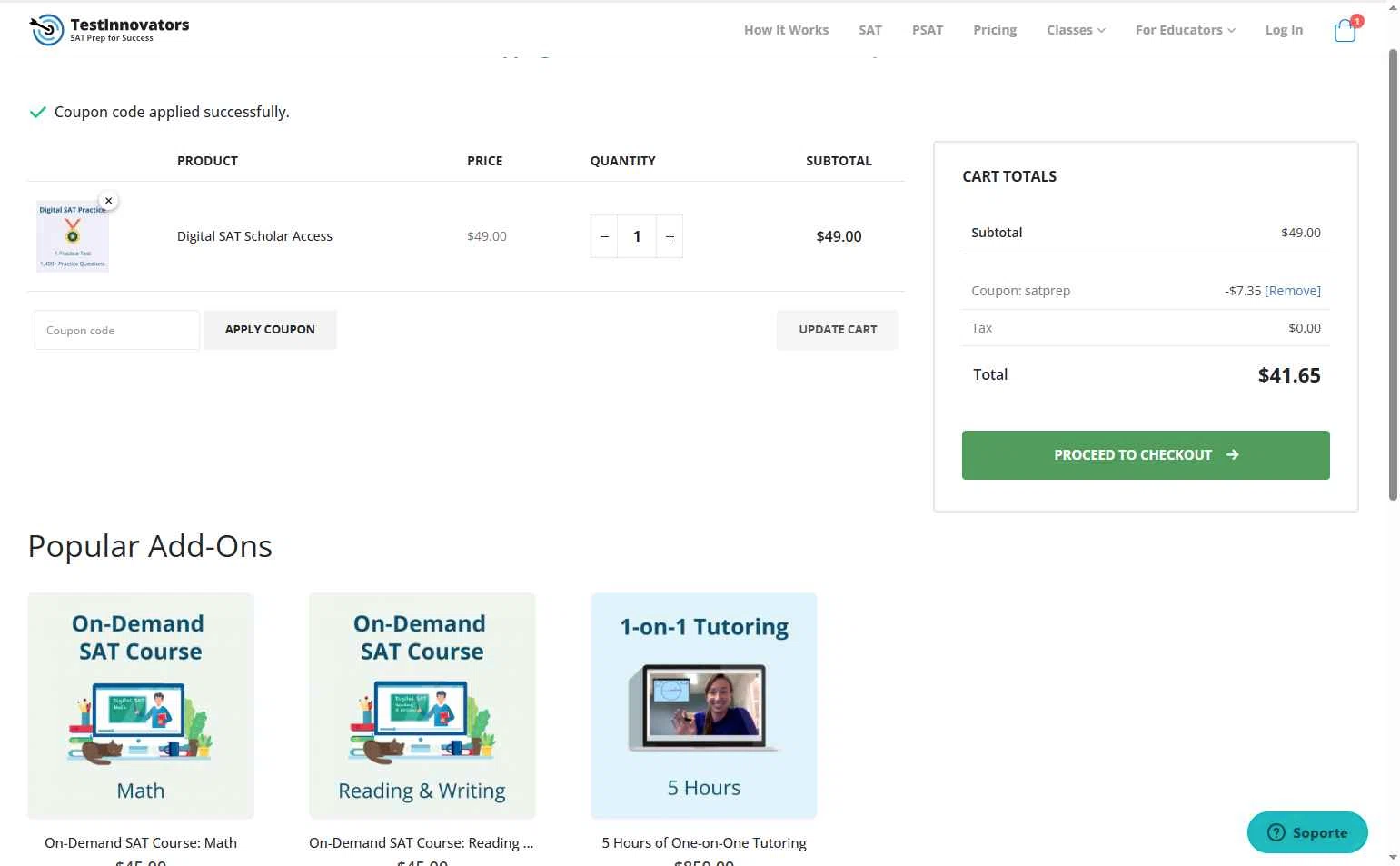 Test Innovators checkout page showing Test Innovators coupon code box | Screenshot taken by SimplyCodes community member on Jun 11, 2025