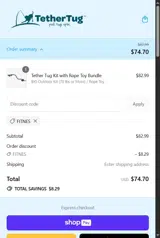 FITNES coupon verification screenshot