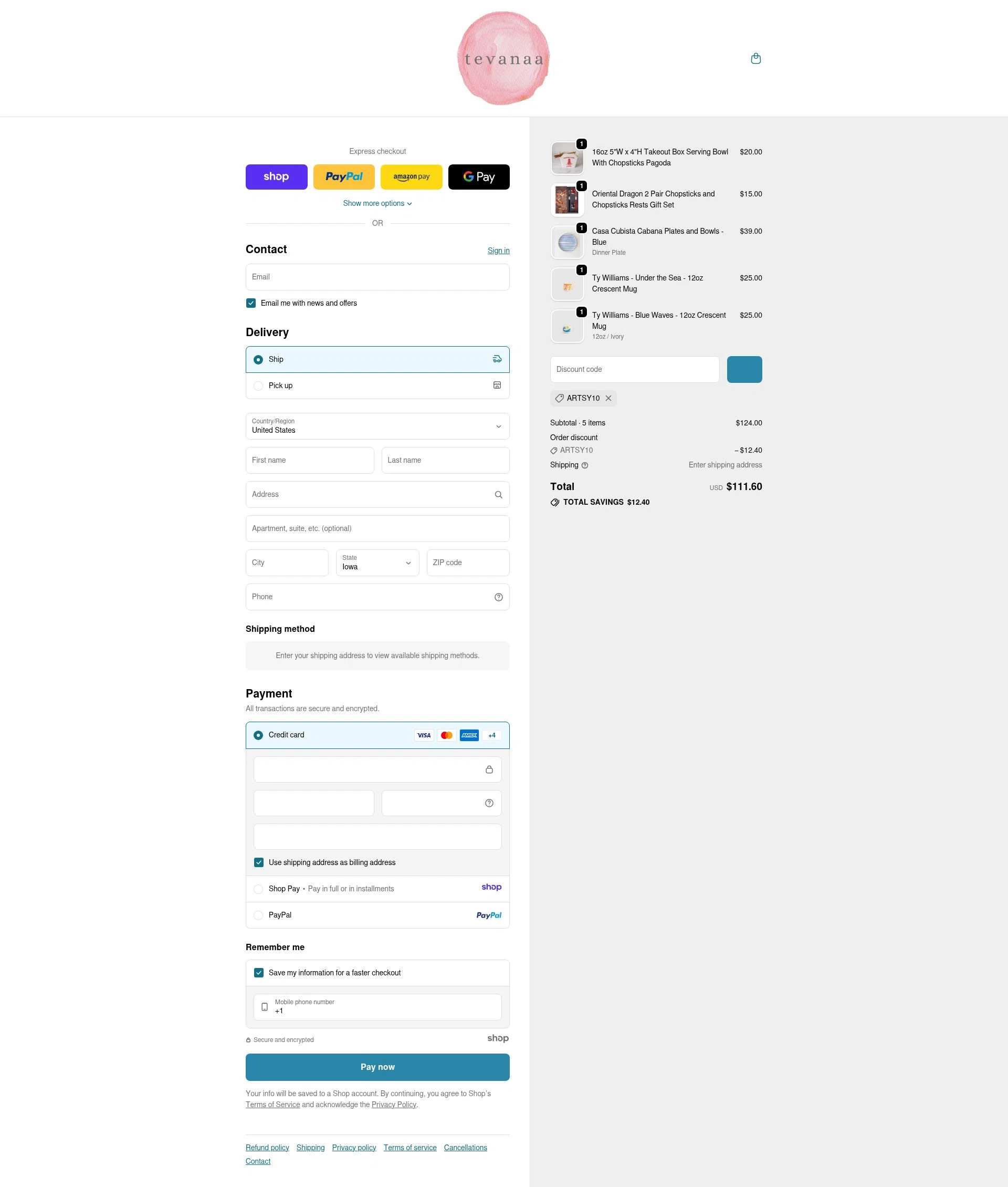tevanaa checkout page showing tevanaa promo code box | Screenshot taken by SimplyCodes community member on Dec 23, 2025