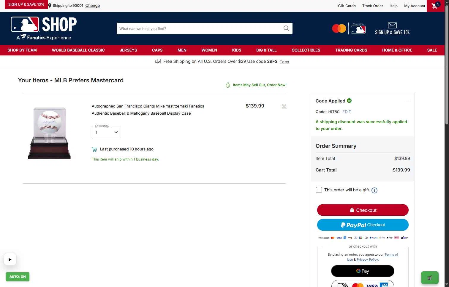 Texas Rangers checkout page showing Texas Rangers promo code box | Screenshot taken by SimplyCodes community member on Jan 30, 2026