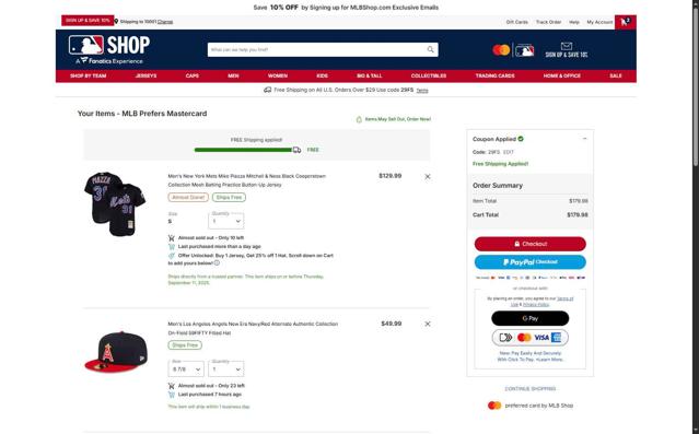 Texas Rangers checkout page showing Texas Rangers promo code box | Screenshot taken by SimplyCodes community member on Sep 9, 2025