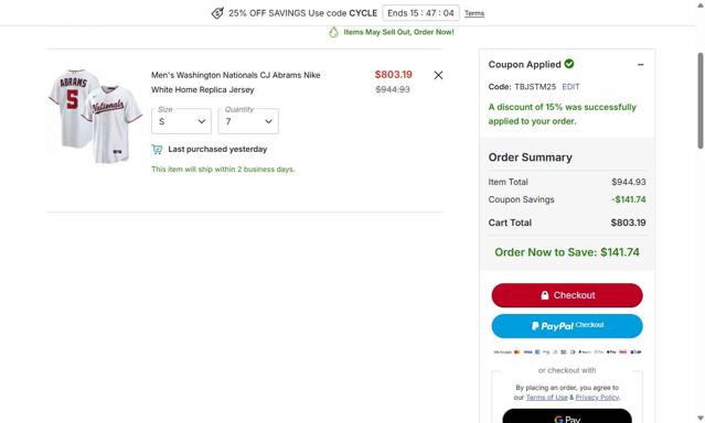Texas Rangers checkout page showing Texas Rangers promo code box | Screenshot taken by SimplyCodes community member on Sep 10, 2025
