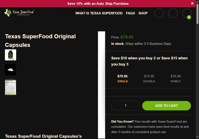 Texas SuperFood checkout page showing Texas SuperFood promo code box | Screenshot taken by SimplyCodes community member on Sep 11, 2025