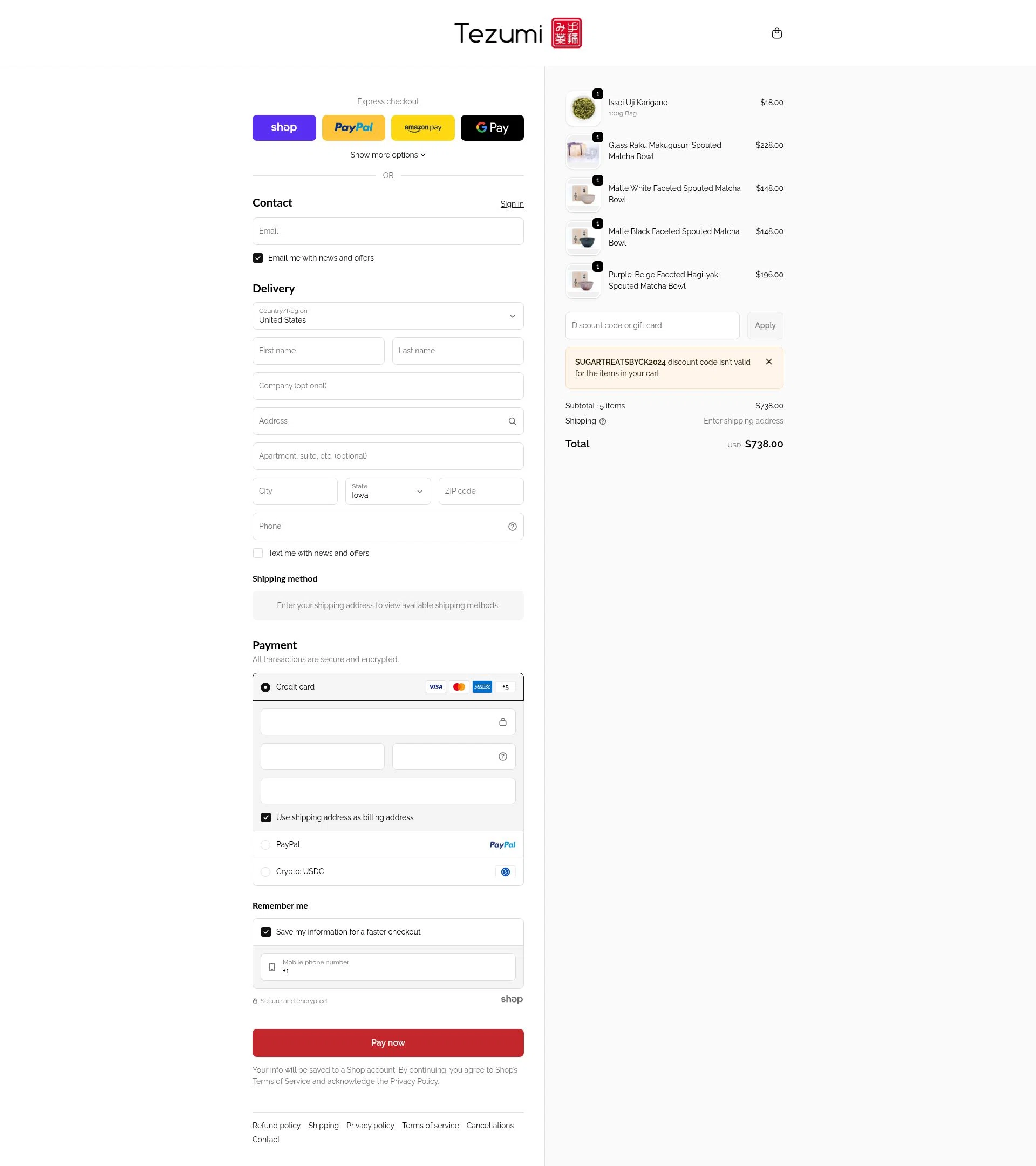 Tezumi checkout page showing Tezumi discount code box | Screenshot taken by SimplyCodes community member on Jan 28, 2026