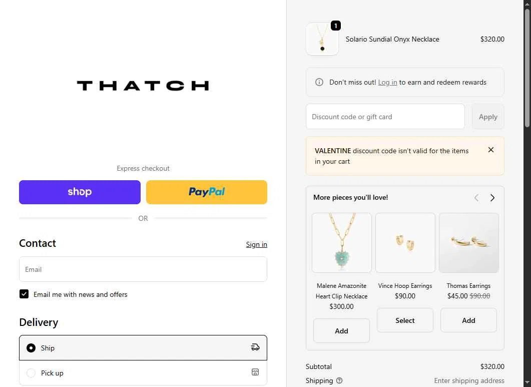 THATCH checkout page showing THATCH promo code box | Screenshot taken by SimplyCodes community member on Feb 5, 2026