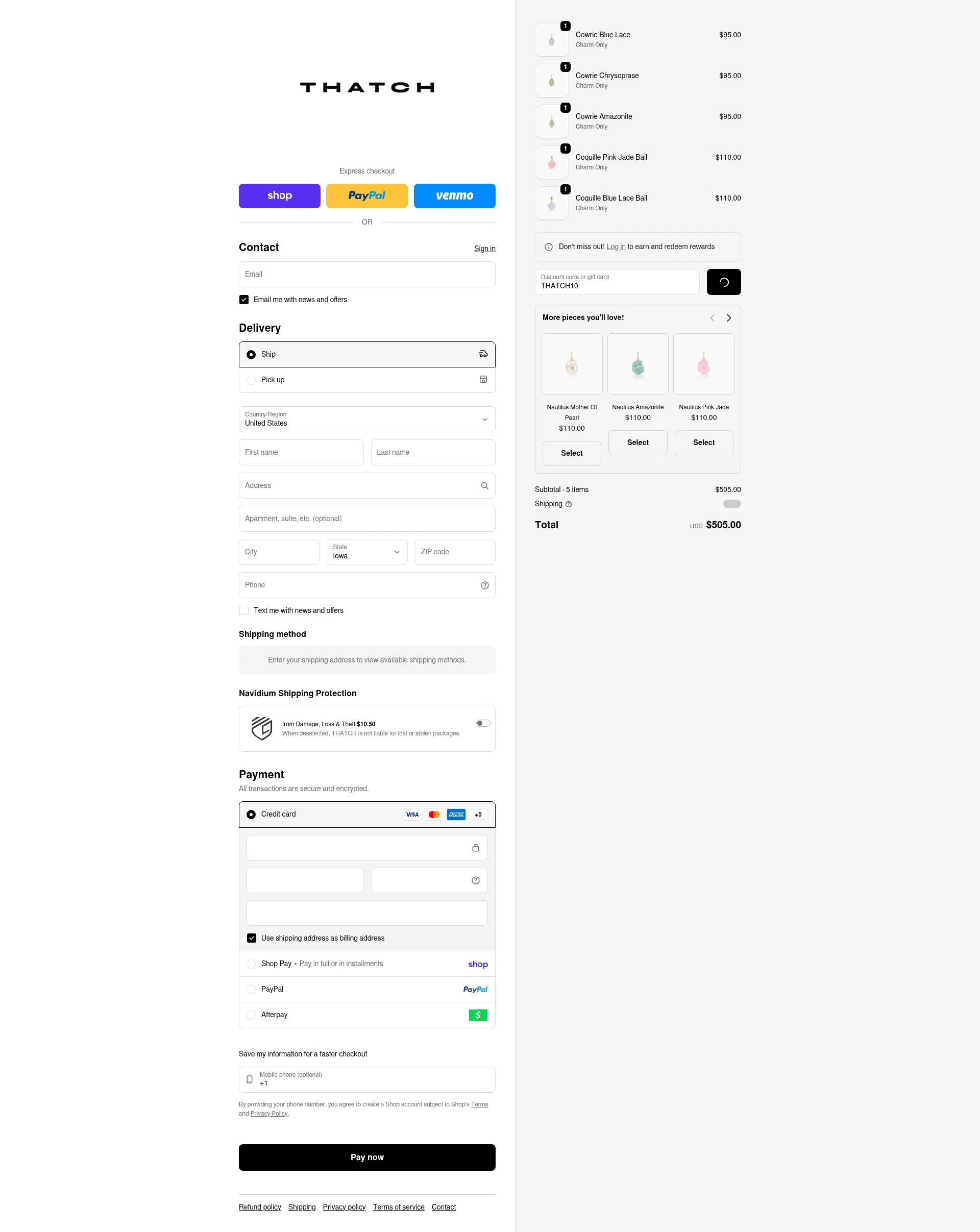 THATCH checkout page showing THATCH promo code box | Screenshot taken by SimplyCodes community member on Feb 6, 2026