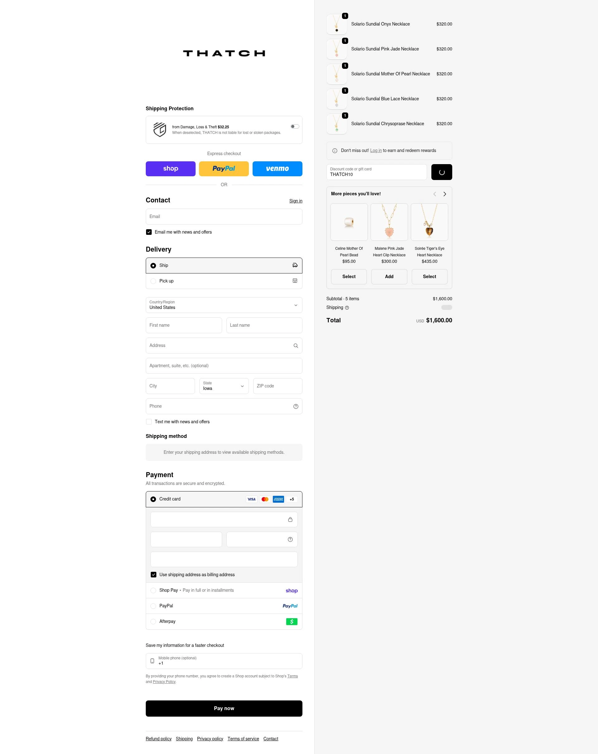 THATCH checkout page showing THATCH promo code box | Screenshot taken by SimplyCodes community member on Feb 19, 2026