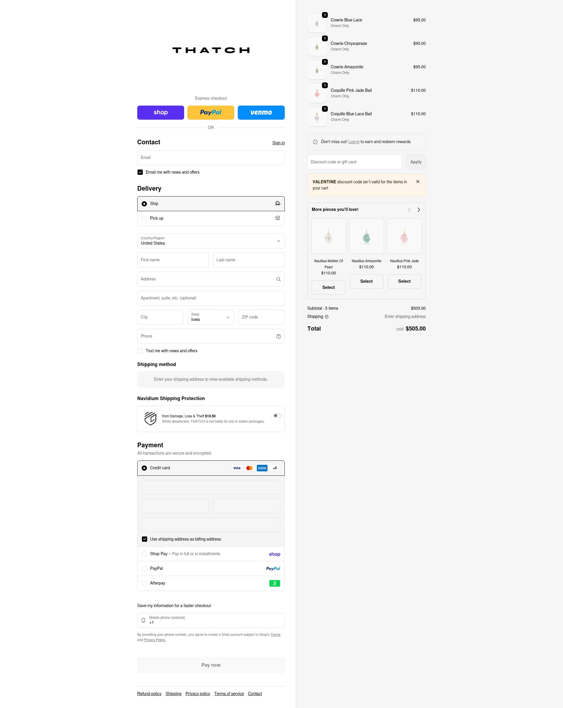 THATCH checkout page showing THATCH promo code box | Screenshot taken by SimplyCodes community member on Feb 6, 2026