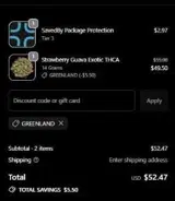 THC King coupon verification screenshot