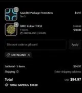 THC King coupon verification screenshot