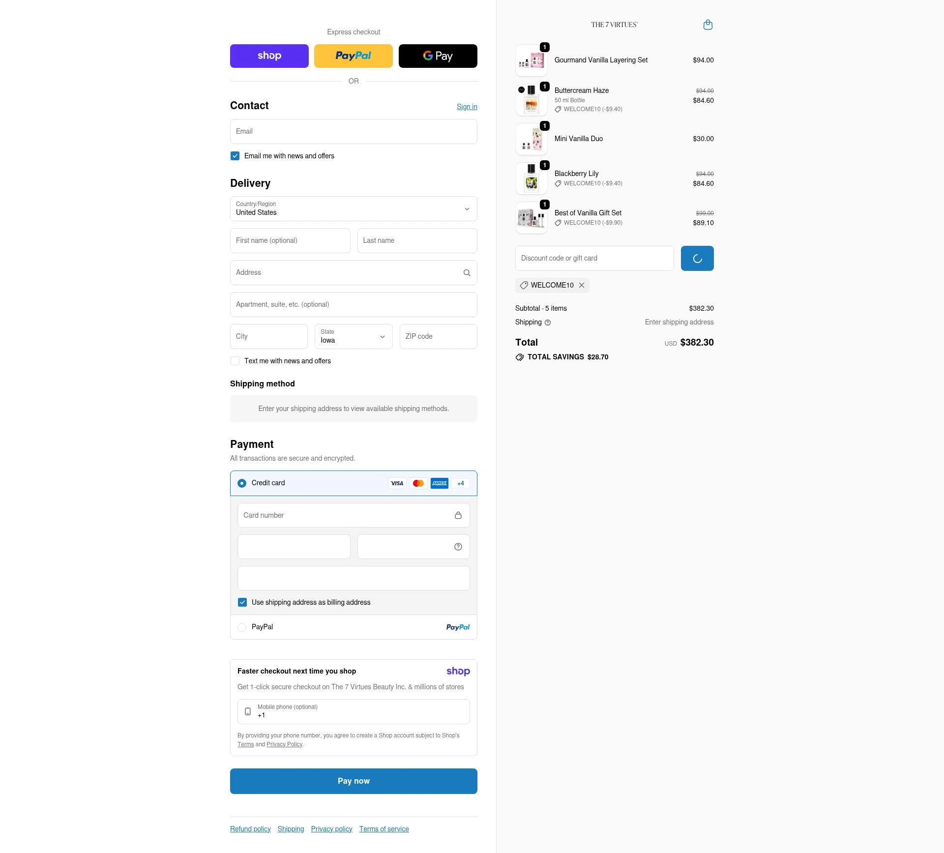 The 7 Virtues checkout page showing The 7 Virtues promo code box | Screenshot taken by SimplyCodes community member on Jan 8, 2026